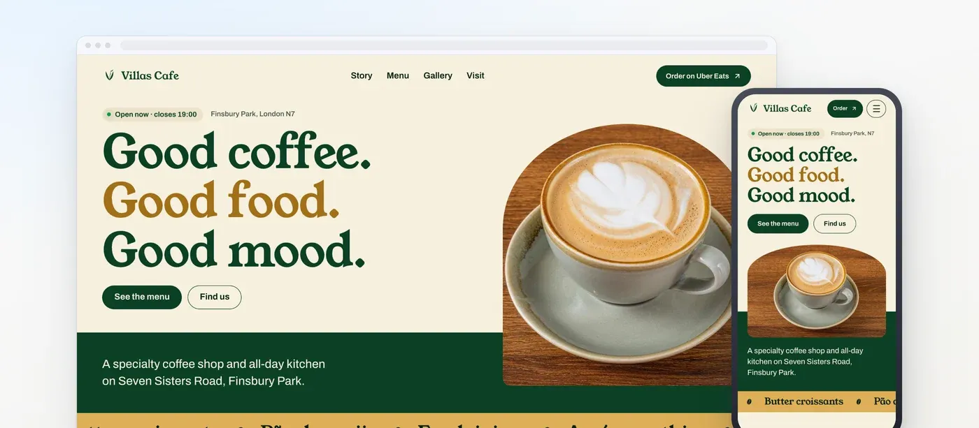 The Villas Cafe website